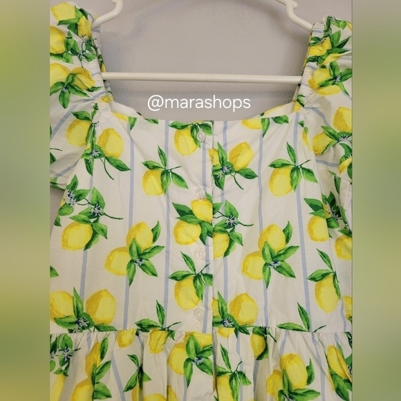 Janie & Jack Lemon Stripe Puff Sleeve Dress - Picture 5 of 6